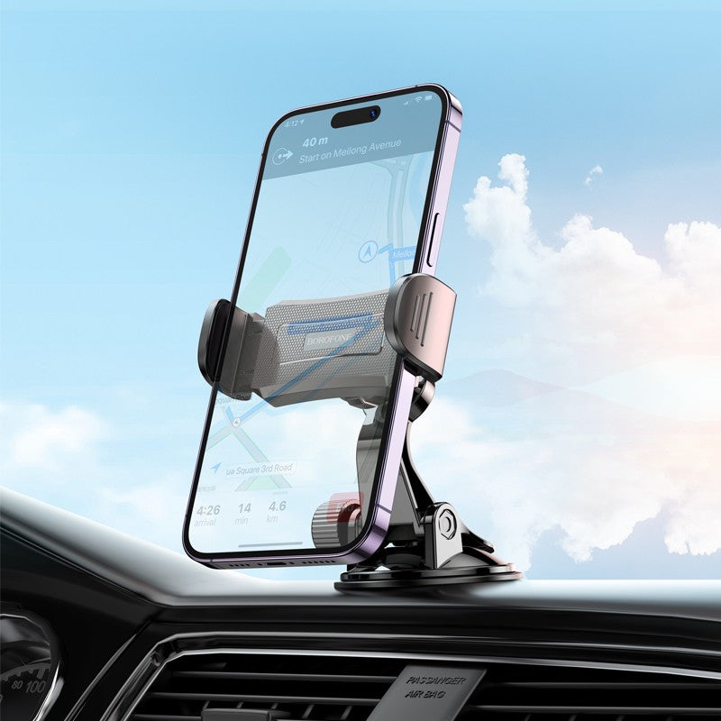 Automobilinis telefono laikiklis Borofone BH89 tvirtinamas ant prietaisų skydelio juodas