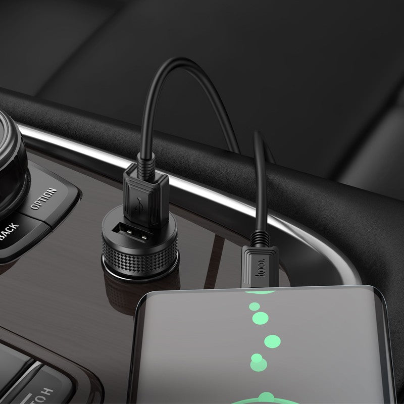 Automobilinis įkroviklis Hoco Z49 2xUSB-A + Type-C juodas