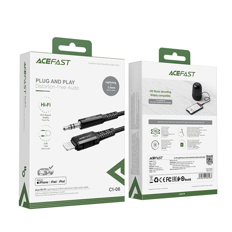 Audio adapteris Acefast C1-06 MFi Lightning to 3.5mm (M) 1.2m juodas