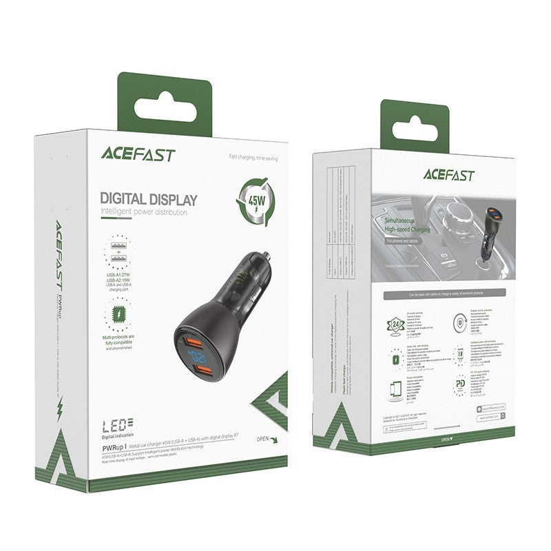 Automobilinis įkroviklis Acefast B7 45W 2xUSB-A juodas