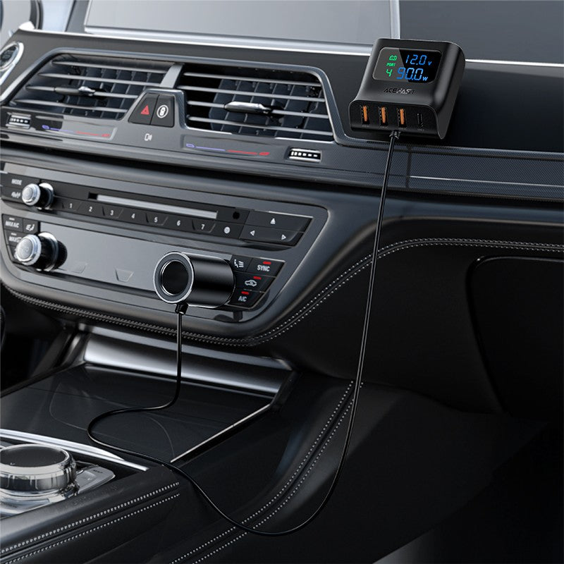 Automobilinis įkroviklis Acefast B8 90W Car HUB 3xUSB-A/Type-C juodas
