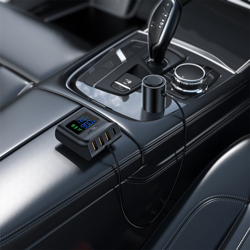 Automobilinis įkroviklis Acefast B8 90W Car HUB 3xUSB-A/Type-C juodas