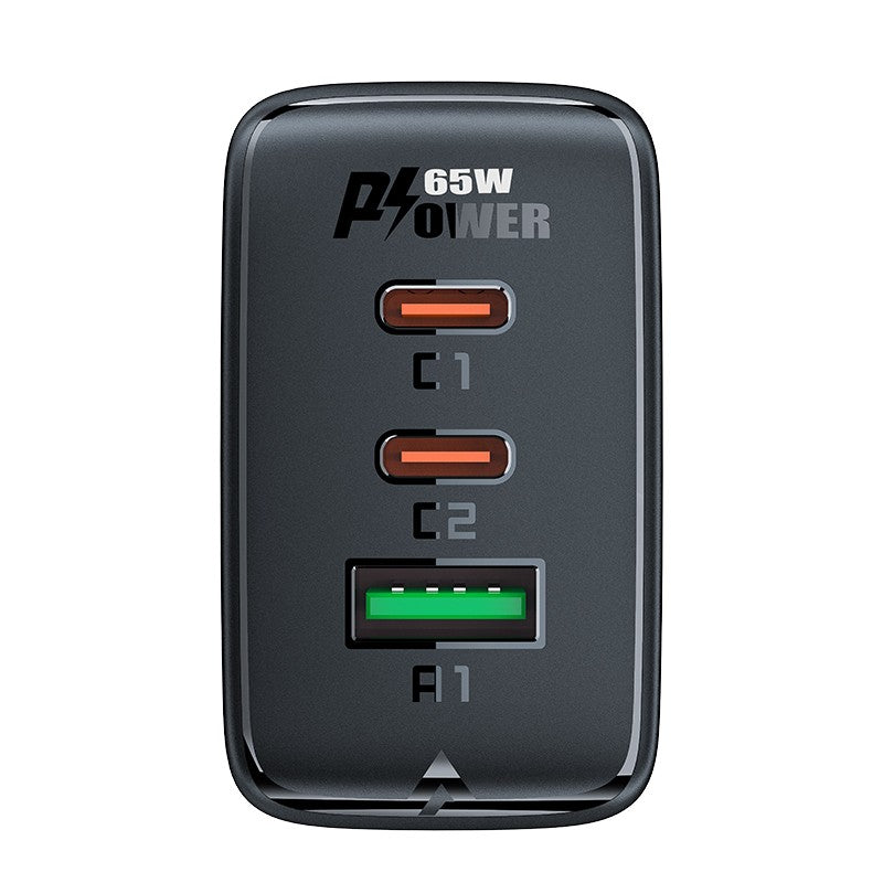 Įkroviklis Acefast A41 65W GaN 2xUSB-C/1xUSB-A juodas