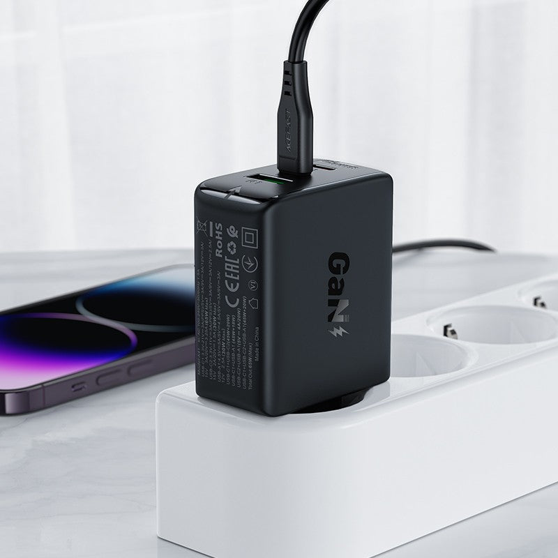 Įkroviklis Acefast A41 65W GaN 2xUSB-C/1xUSB-A juodas