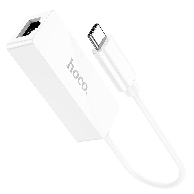 Adapteris Hoco UA22 Type-C to RJ45 100 Mbps baltas