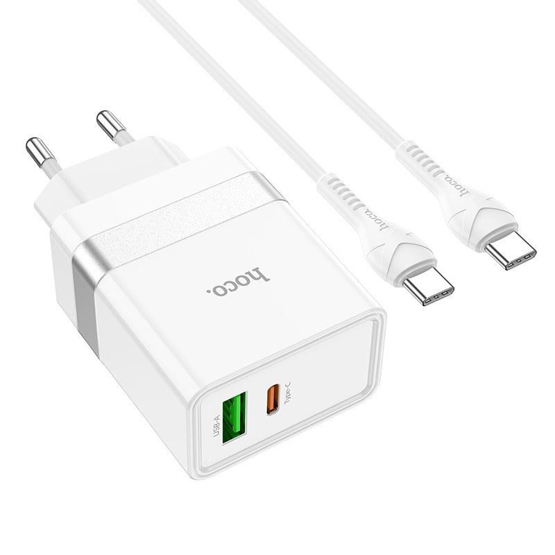 Įkroviklis Hoco N21 USB-A/Type-C PD30W+QC3.0 + Type-C baltas