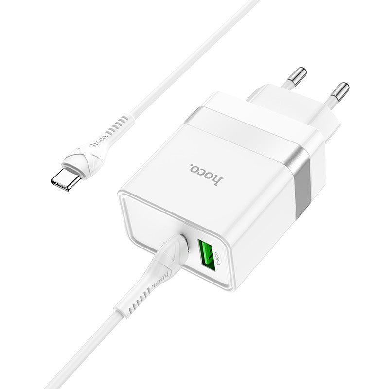 Įkroviklis Hoco N21 USB-A/Type-C PD30W+QC3.0 + Type-C baltas
