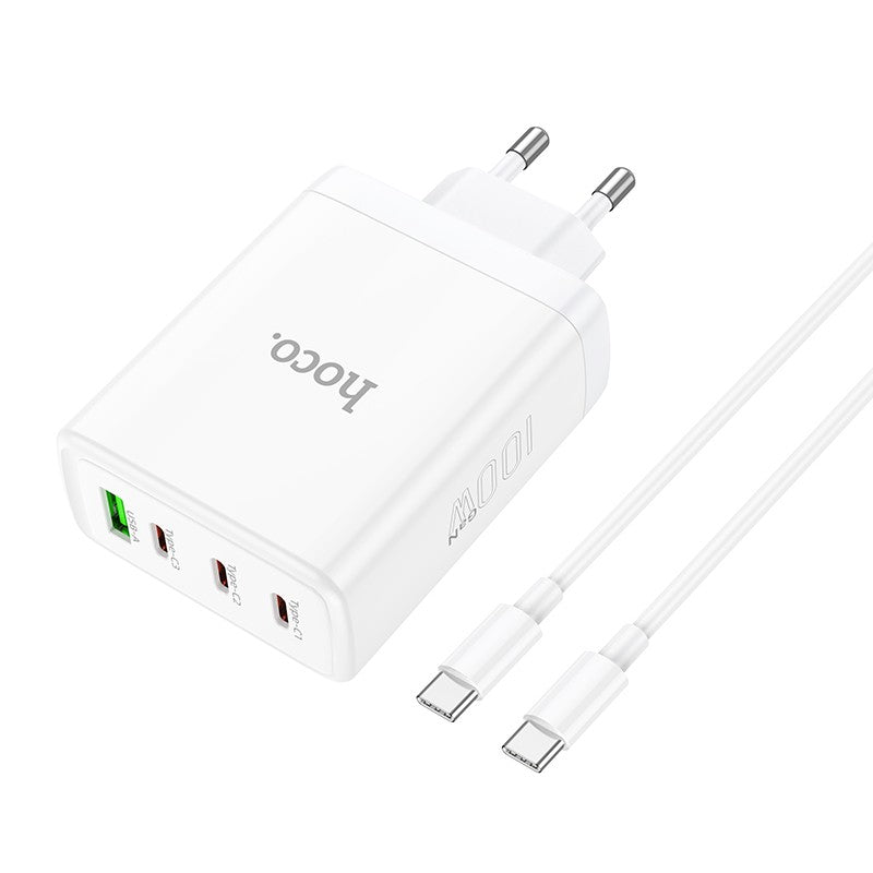 Įkroviklis Hoco N31 PD100W 3xType-C/1xUSB-A + Type-C baltas