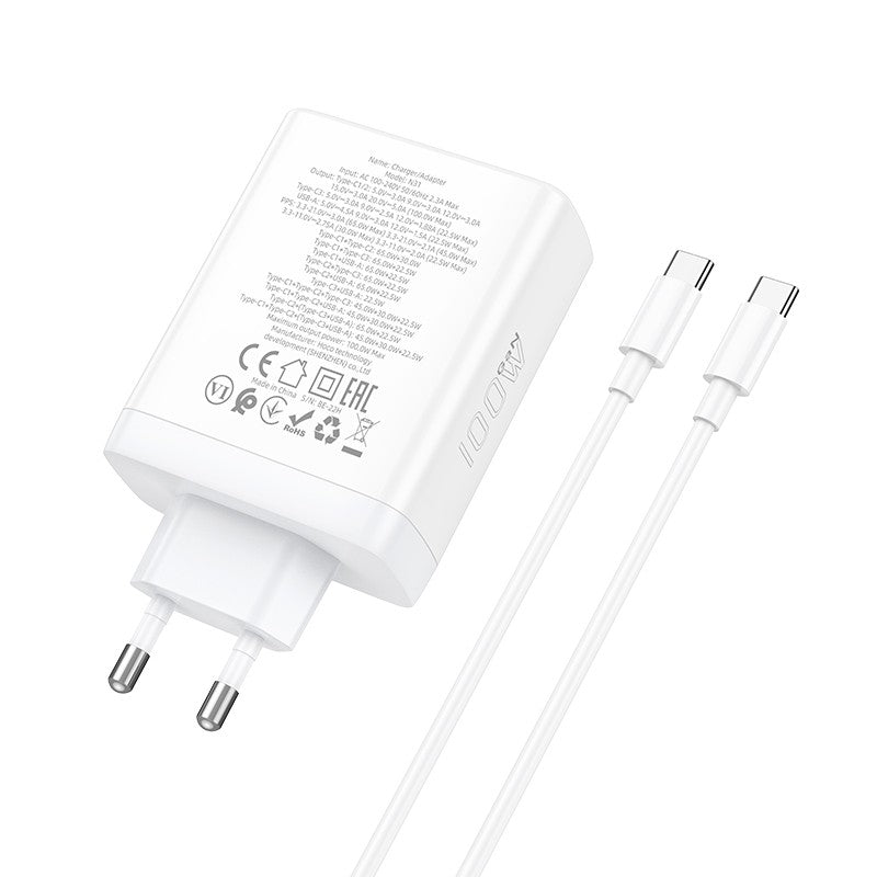 Įkroviklis Hoco N31 PD100W 3xType-C/1xUSB-A + Type-C baltas