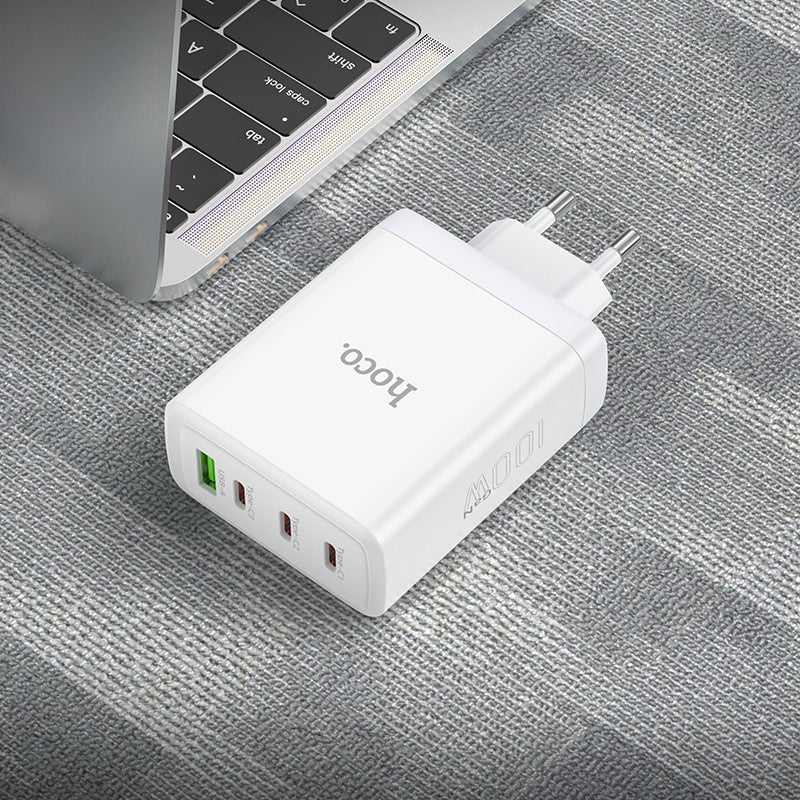 Įkroviklis Hoco N31 PD100W 3xType-C/1xUSB-A baltas