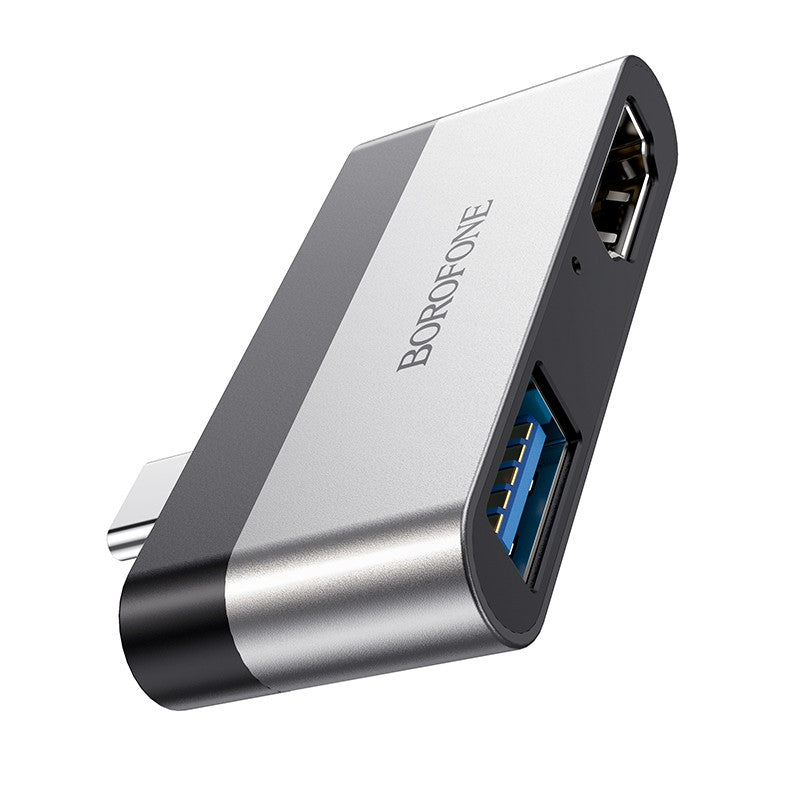 Adapteris Borofone DH2 Type-C to HDMI + USB3.0 pilkas