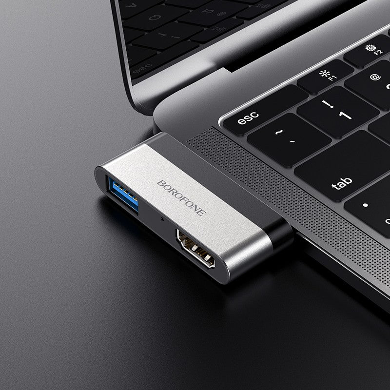 Adapteris Borofone DH2 Type-C to HDMI + USB3.0 pilkas