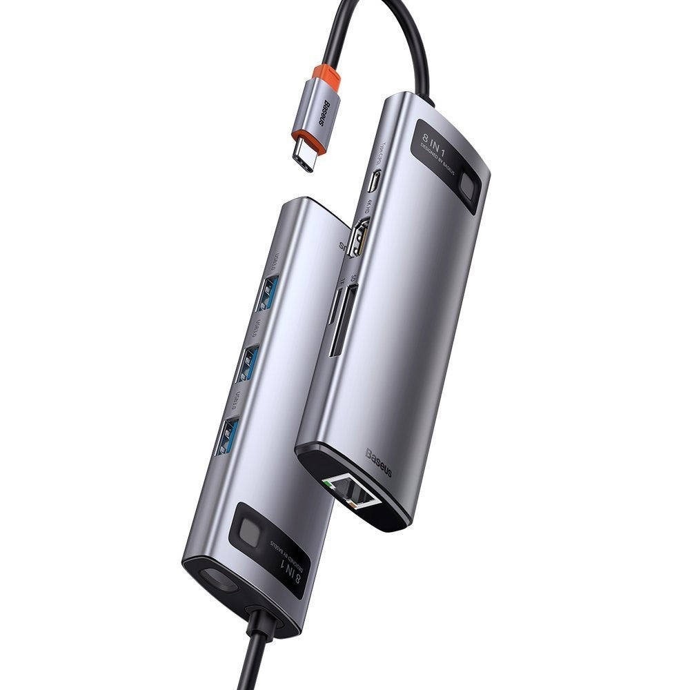 Adapteris Baseus Metal Gleam Series HUB Type-C to 3xUSB3.0 + HDMI + Type-C + RJ45 + SD/MicroSD CAHUB-CV0G
