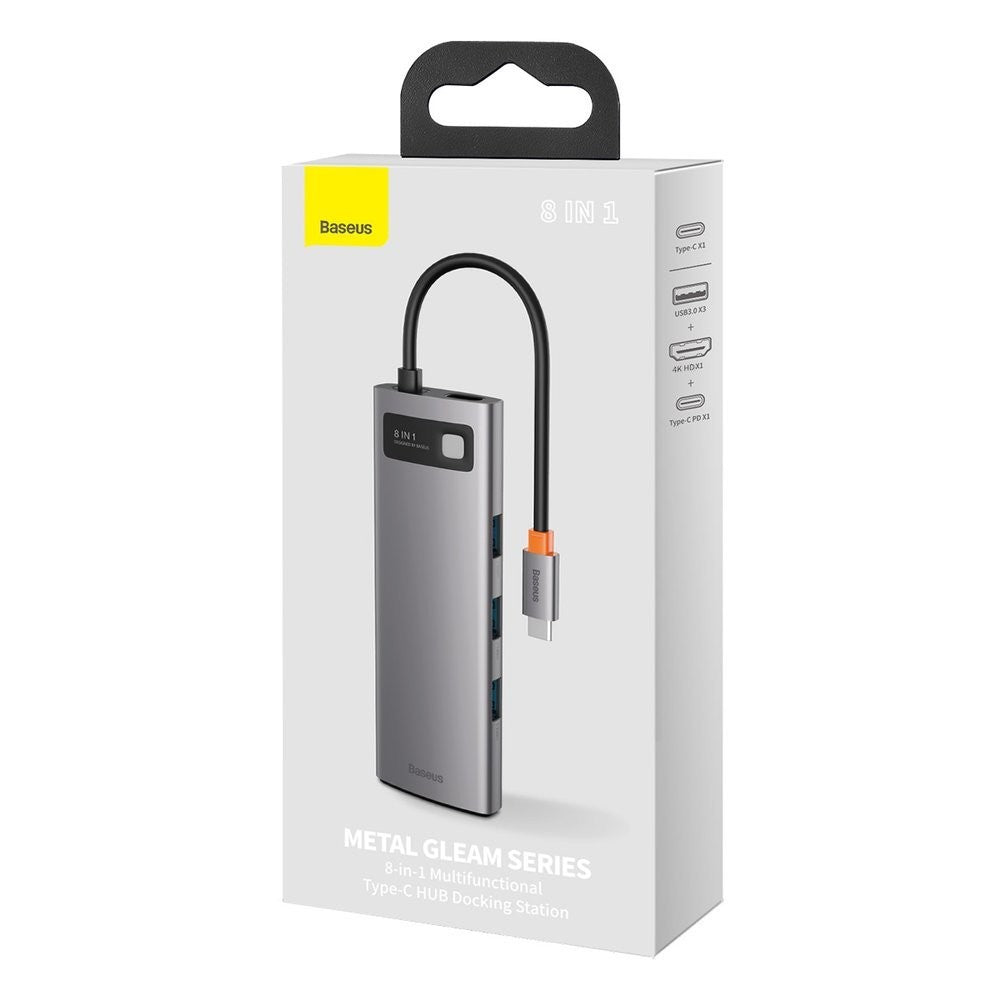 Adapteris Baseus Metal Gleam Series HUB Type-C to 3xUSB3.0 + HDMI + Type-C + RJ45 + SD/MicroSD CAHUB-CV0G