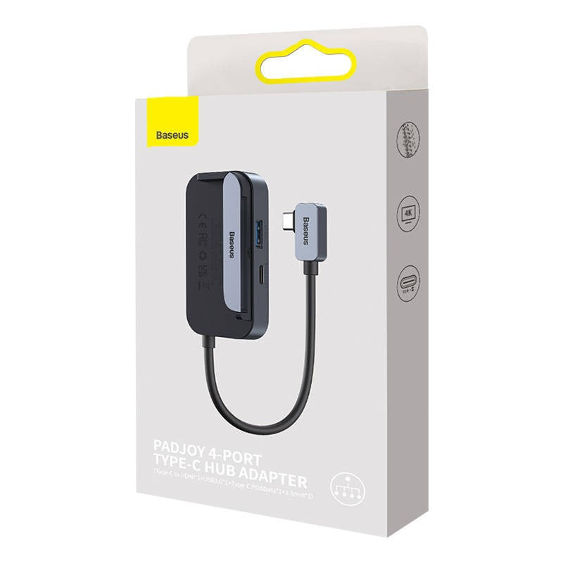 Adapteris Baseus PadJoy HUB Type-C to USB3.0 + HDMI + Type-C pilkas WKWJ000013