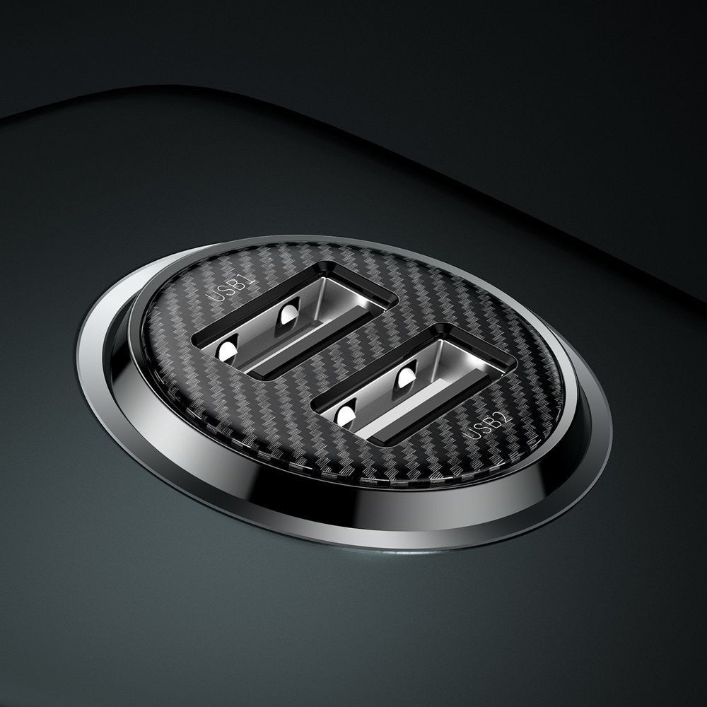 Automobilinis įkroviklis Baseus Grain Pro 2xUSB-A 4.8A juodas CCALLP-01
