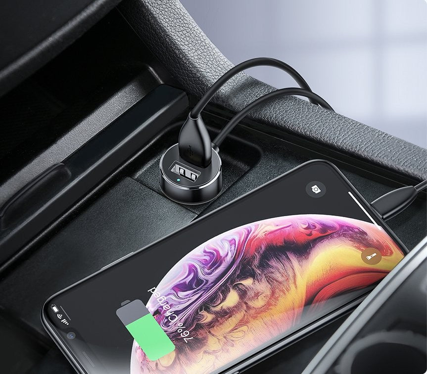 Automobilinis įkroviklis Baseus High Efficiency 2xUSB-A 3.1A + 2x12V juodas CRDYQ-01