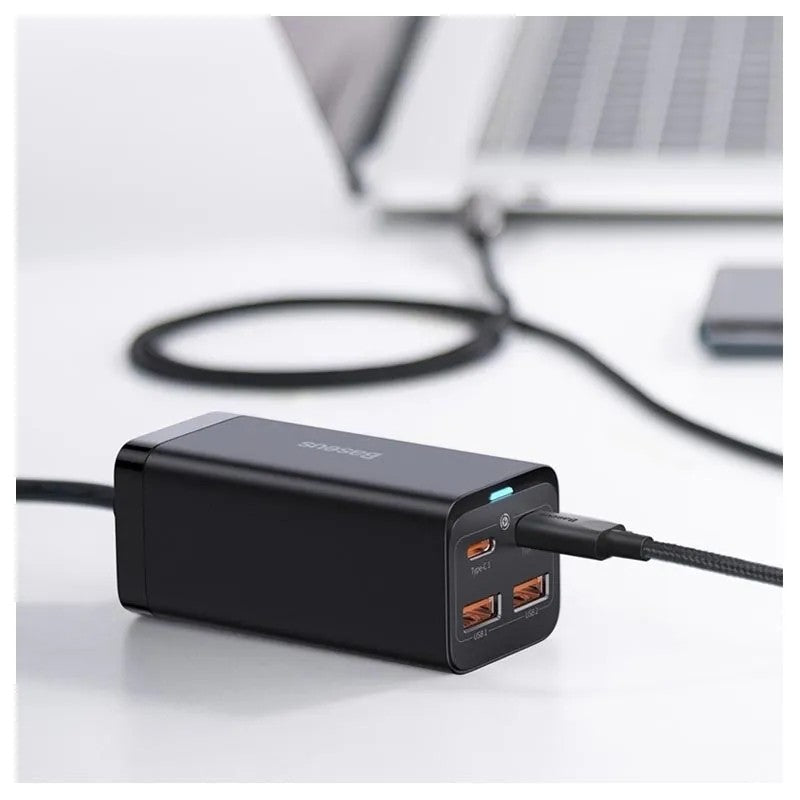 Įkroviklis Baseus GaN3 Pro 2xType-C/2xUSB 100W juodas CCGP000101