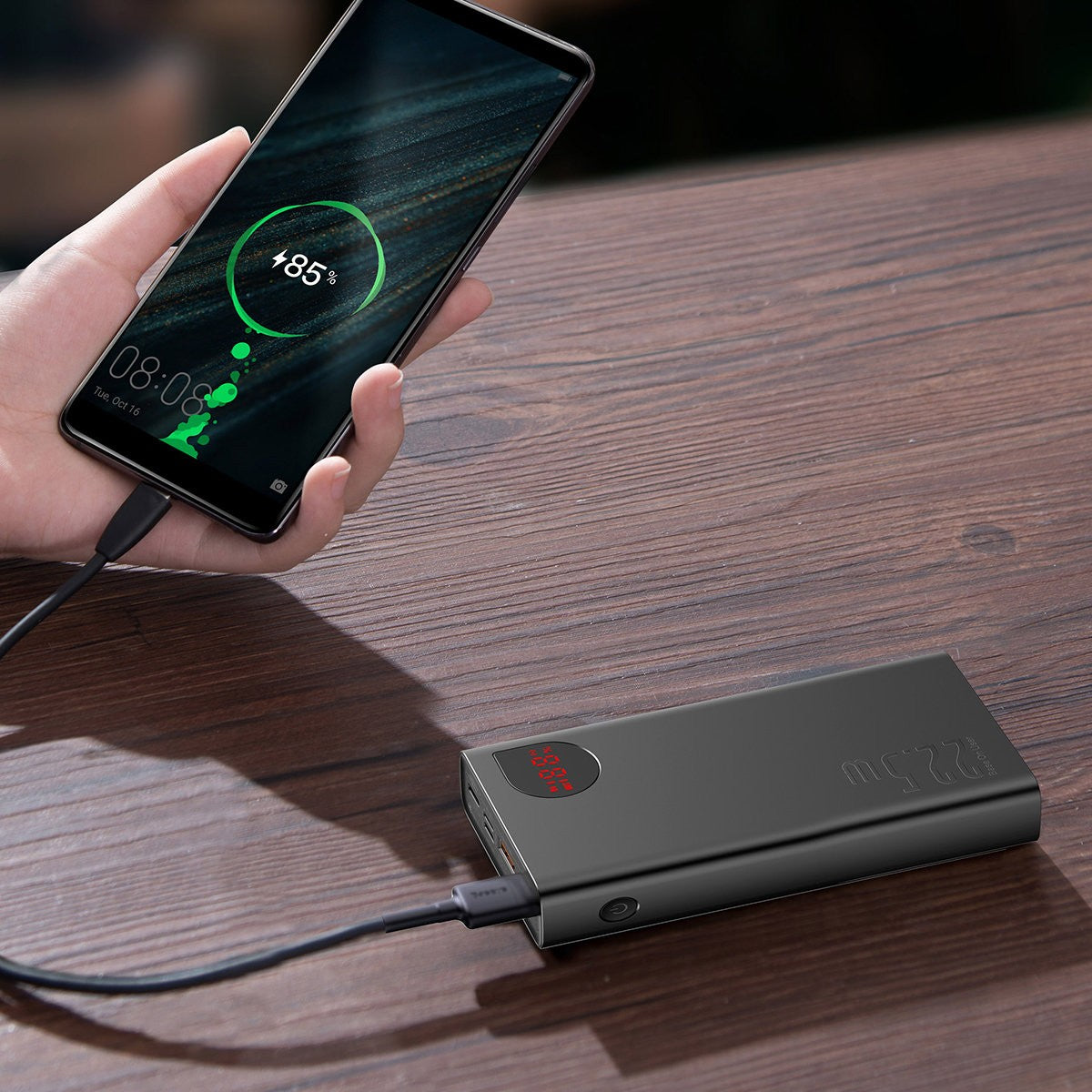 Išorinė baterija Power Bank Baseus Adaman 22.5W 20000mAh + Type-C 0.3m juoda PPAD070101