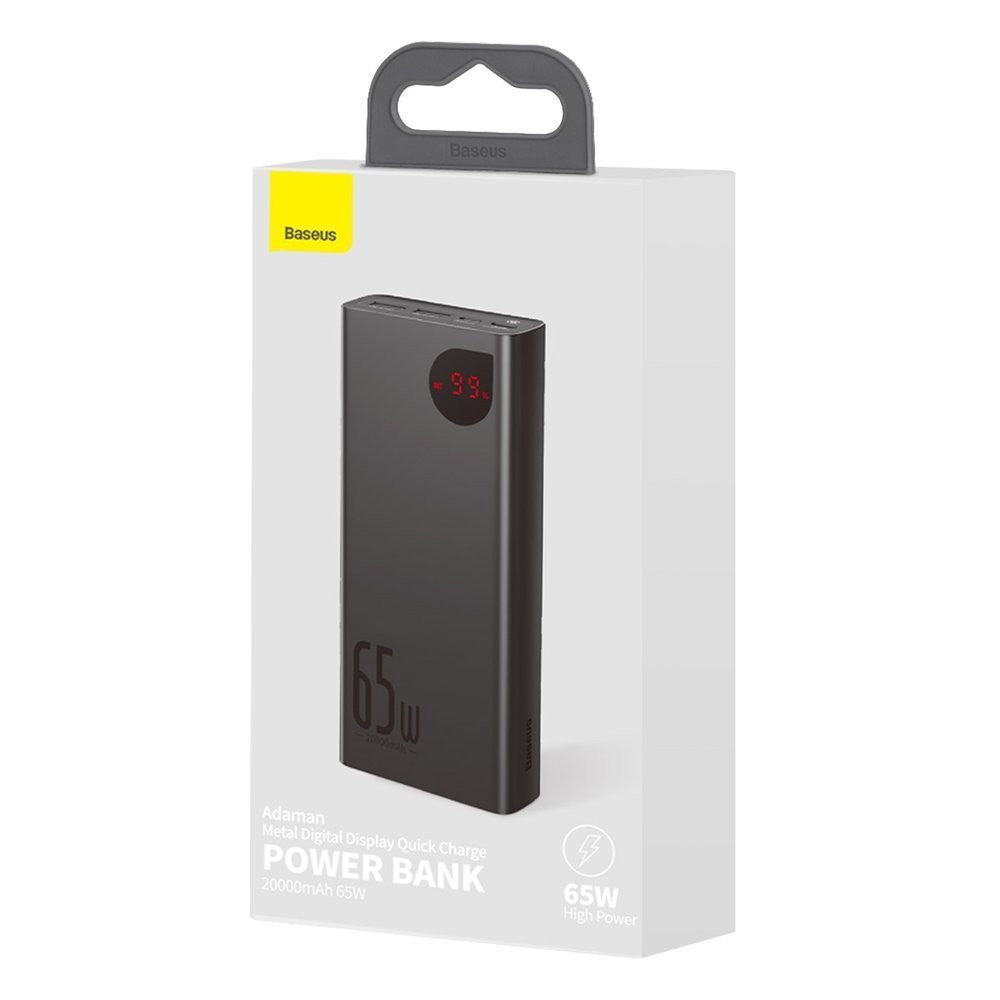 Išorinė baterija Power Bank Baseus Adaman 65W 20000mAh + Type-C 0.3m juoda PPIMDA-D01