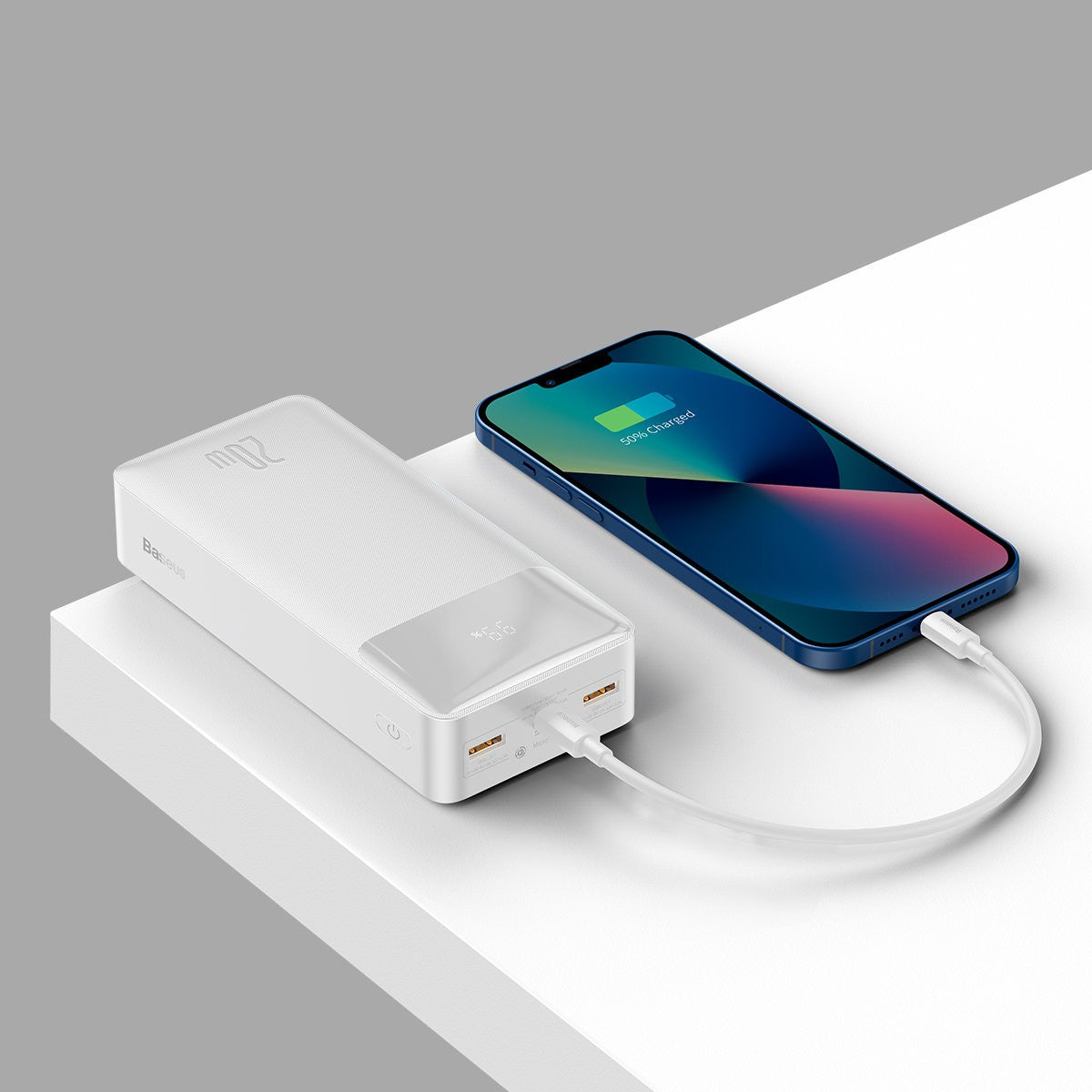Išorinė baterija Power Bank Baseus Bipow 20W 30000mAh + MicroUSB 0.25m balta PPBD050402