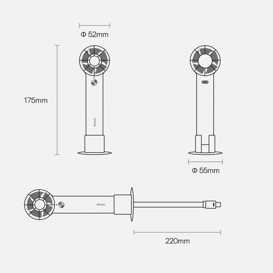 Stalinis ventiliatorius Baseus Flyer Turbine 4000mAh + Lightning 0.2m baltas ACFX010002