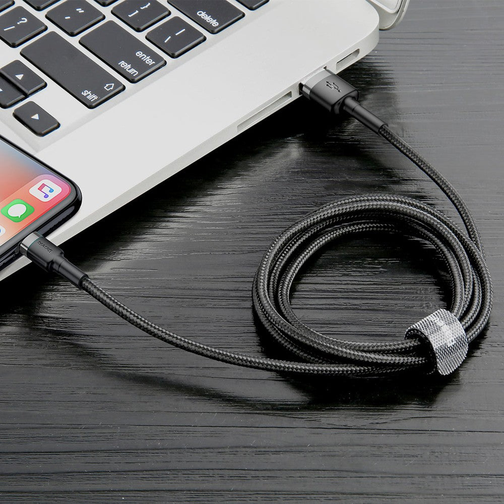 USB kabelis Baseus Cafule USB-A to Lightning 1.5A 2.0m pilkas-juodas CALKLF-CG1