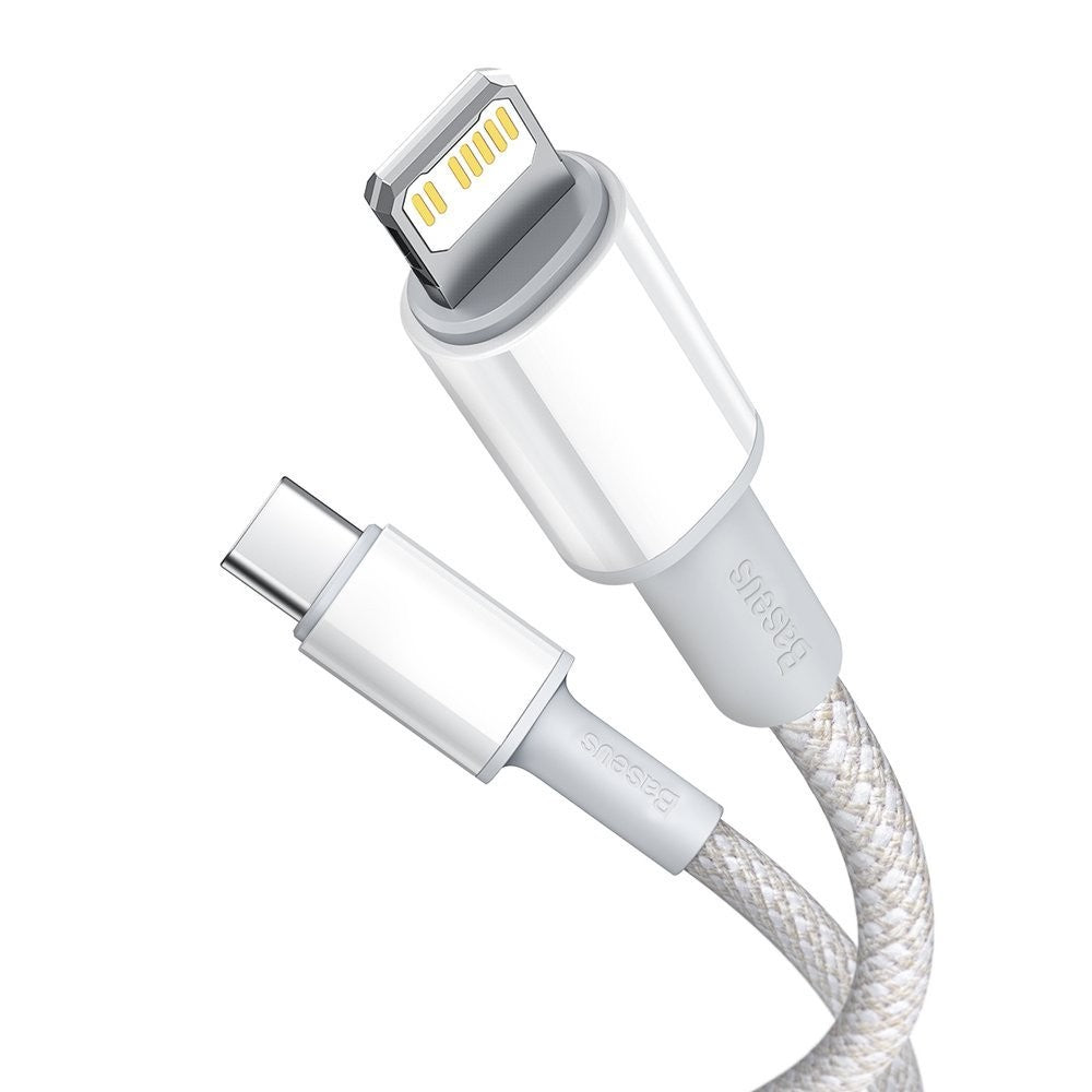 USB kabelis Baseus High Density Braided PD20W Type-C to Lightning 1.0m baltas CATLGD-02