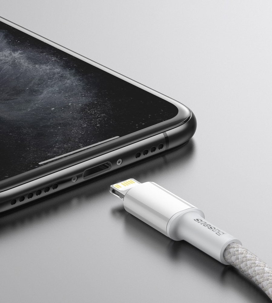USB kabelis Baseus High Density Braided PD20W Type-C to Lightning 1.0m baltas CATLGD-02
