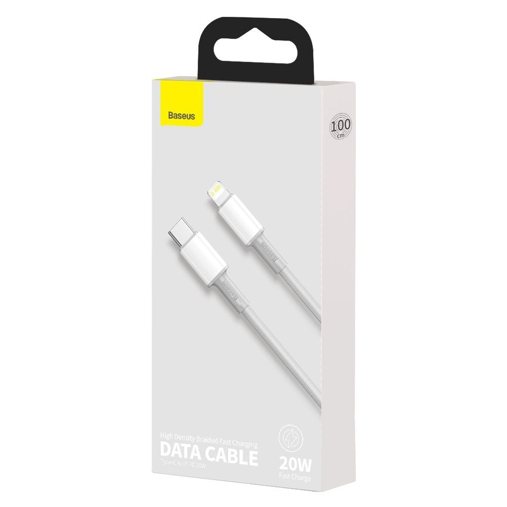 USB kabelis Baseus High Density Braided PD20W Type-C to Lightning 1.0m baltas CATLGD-02