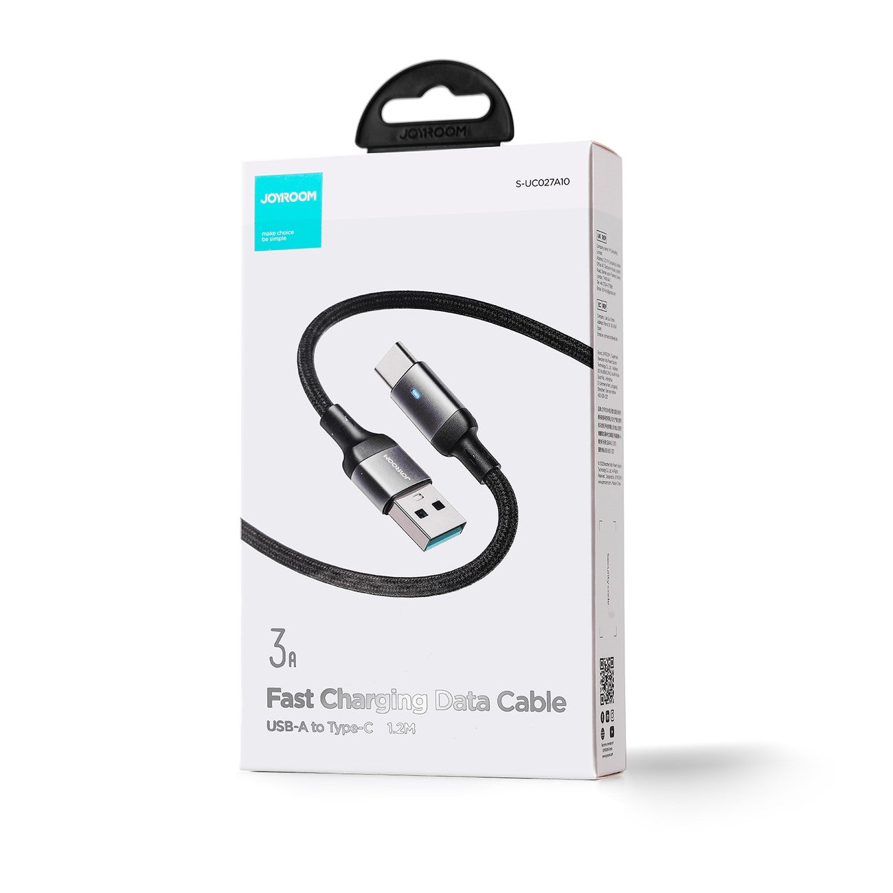 USB kabelis Joyroom S-UC027A10 USB to Type-C 3A 1.2m juodas