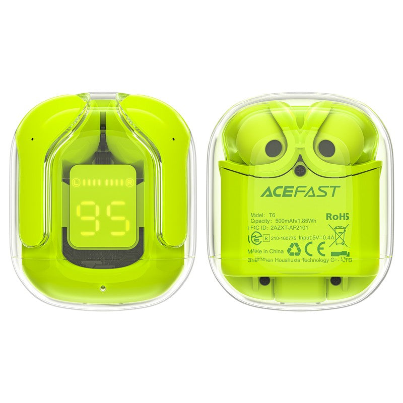 Belaidės ausinės Acefast T6 TWS žalios (youth green)