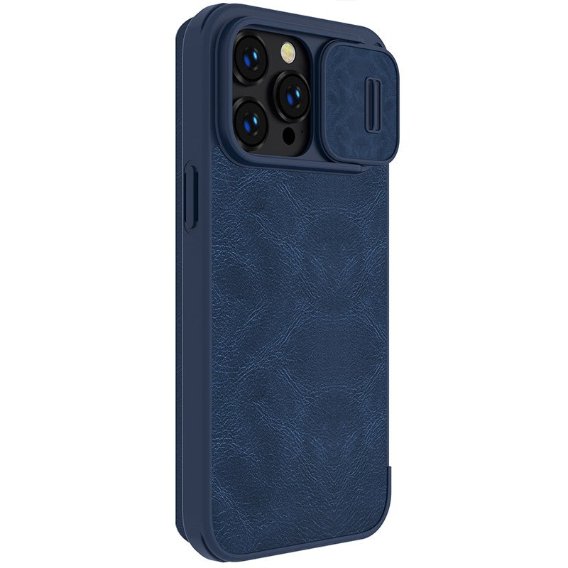 Dėklas Nillkin Qin Pro Leather Apple iPhone 14 Plus mėlynas