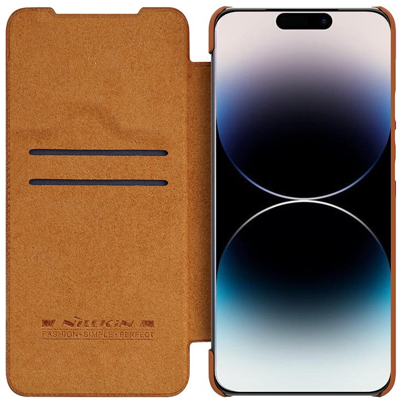 Dėklas Nillkin Qin Pro Leather Apple iPhone 14 rudas