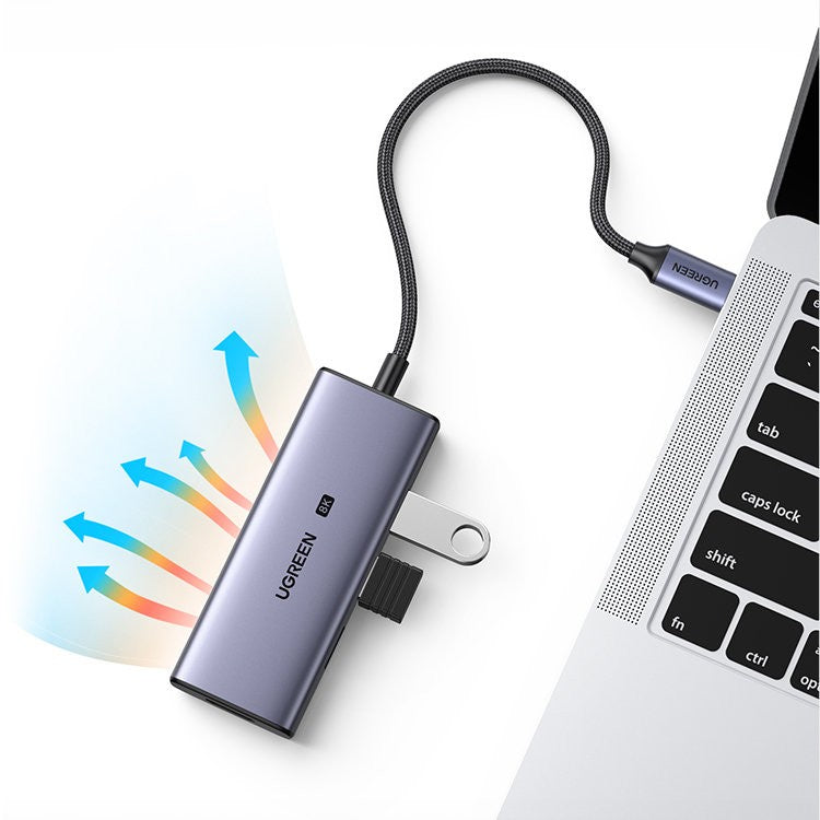 Adapteris Ugreen CM500 USB-C to 3xUSB-A + HDMI 2.1 pilkas