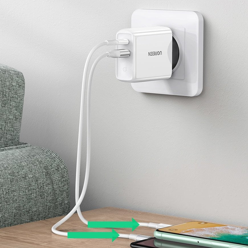 Įkroviklis Ugreen CD170 USB-C/USB-A 36W baltas