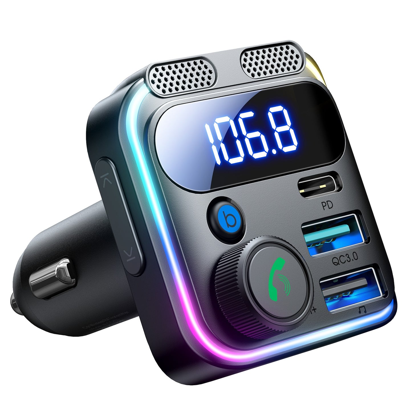 FM bangų moduliatorius Joyroom JR-CCB01 USB-C/2xUSB-A 48W juodas