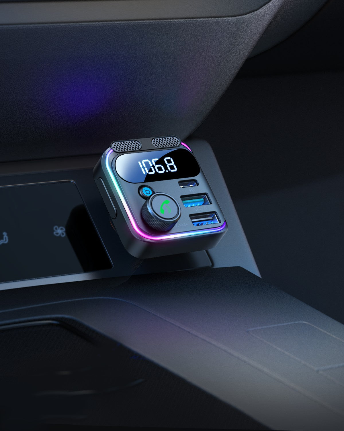 FM bangų moduliatorius Joyroom JR-CCB01 USB-C/2xUSB-A 48W juodas
