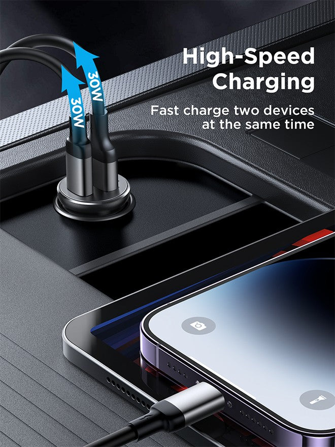 Automobilinis įkroviklis Joyroom CCN06 2xUSB-C 30W juodas