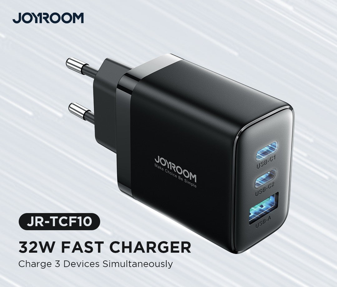 Įkroviklis Joyroom JR-TCF10 2xUSB-C/USB-A 32W juodas