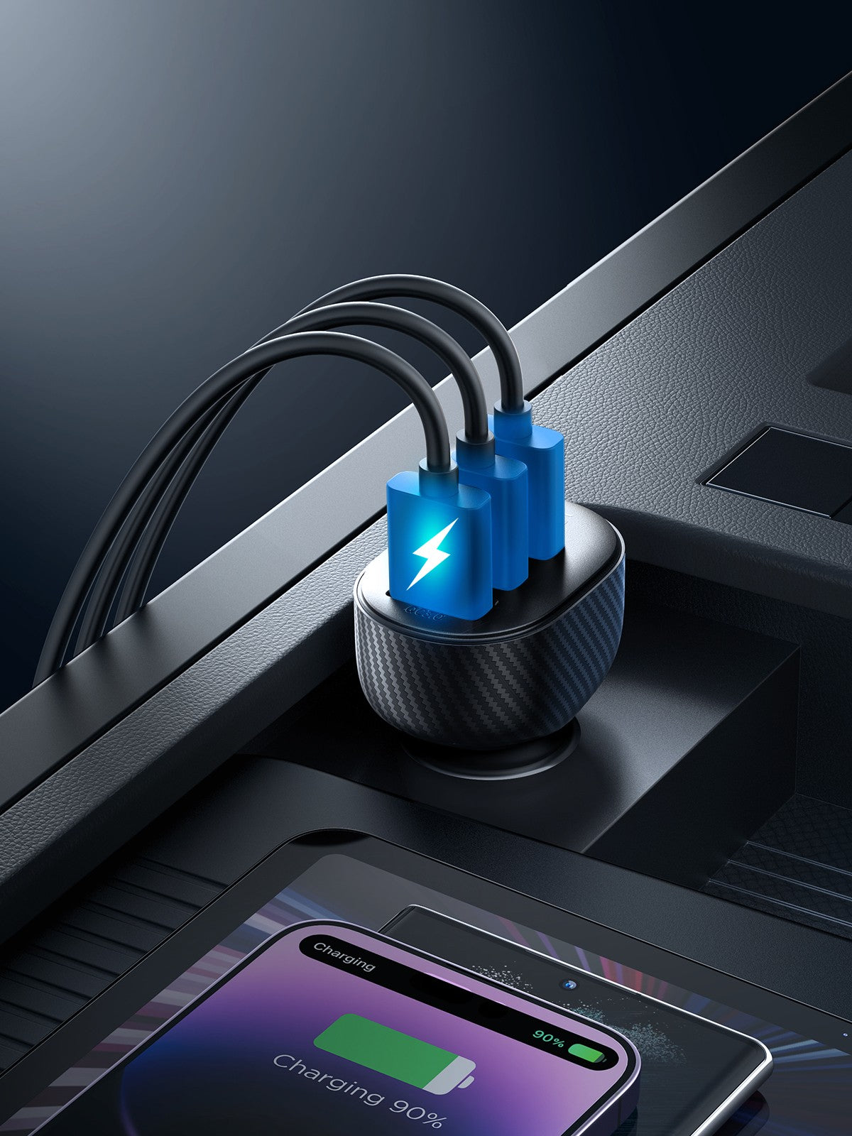 Automobilinis įkroviklis Joyroom JR-CCD03 3xUSB-A 17W juodas
