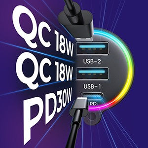FM bangų moduliatorius Joyroom JR-CL18 USB-C/2xUSB-A 30W juodas