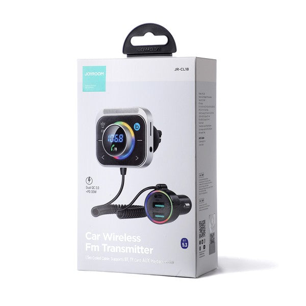 FM bangų moduliatorius Joyroom JR-CL18 USB-C/2xUSB-A 30W juodas