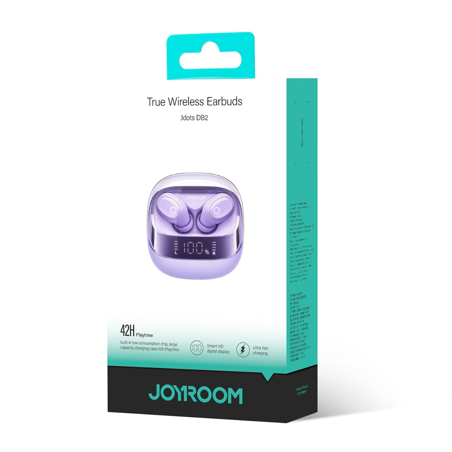 Belaidės ausinės Joyroom TWS JR-DB2 violetinės