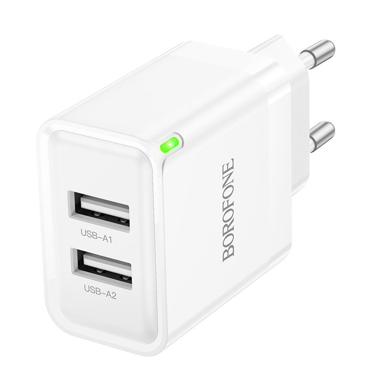 Įkroviklis Borofone BN15 2xUSB-A baltas