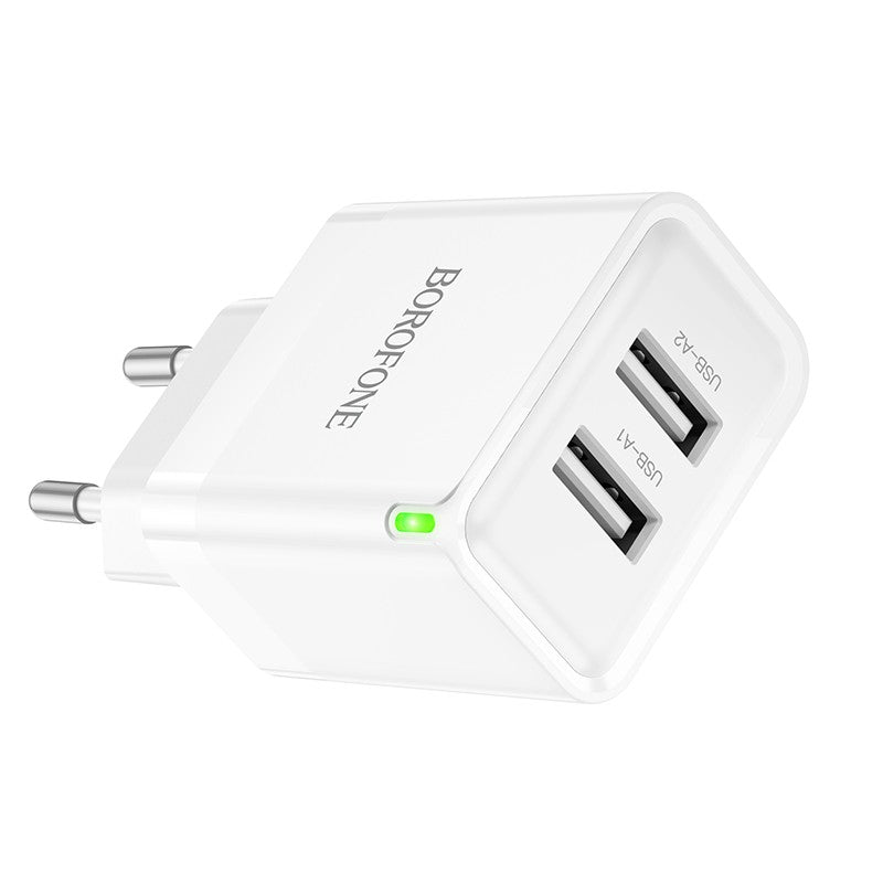 Įkroviklis Borofone BN15 2xUSB-A baltas