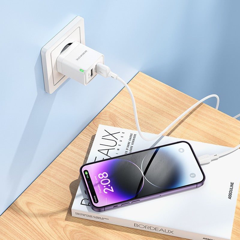 Įkroviklis Borofone BN15 2xUSB-A baltas