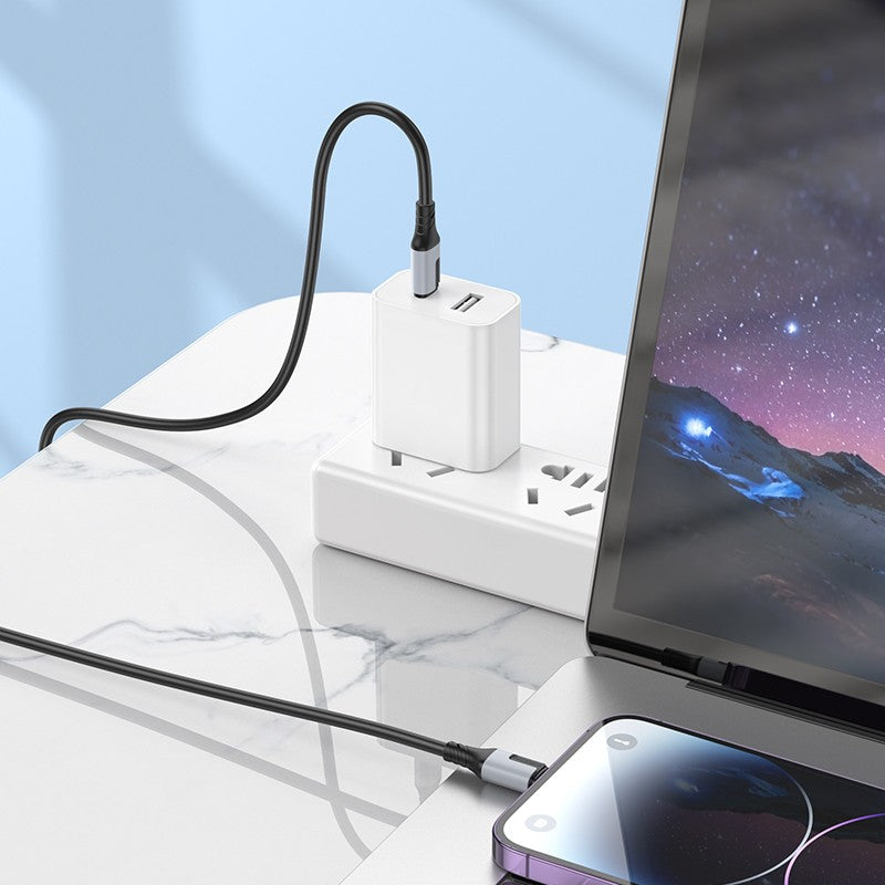 USB kabelis Borofone BX101 USB-C to Lightning 1.0m juodas