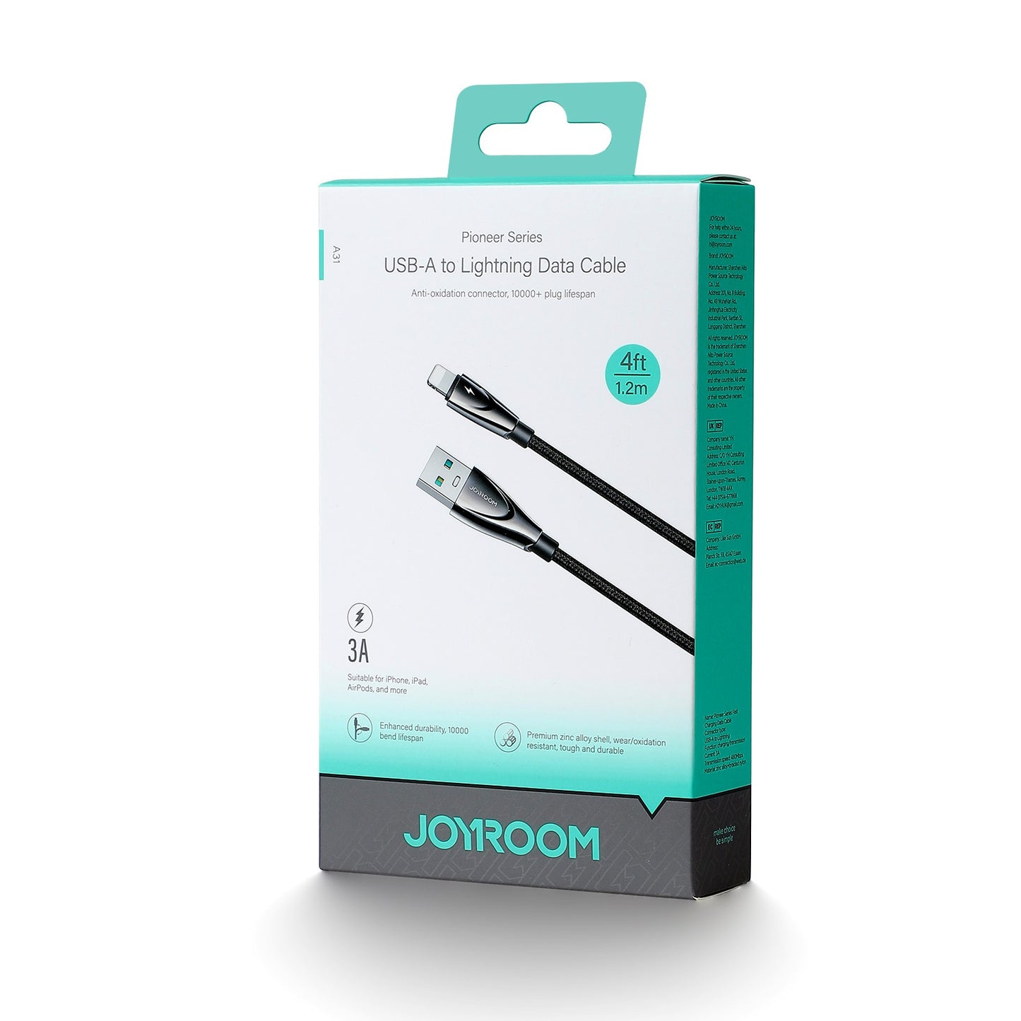 USB kabelis Joyroom SA31-AL3 USB to Lightning 3A 1.2m juodas