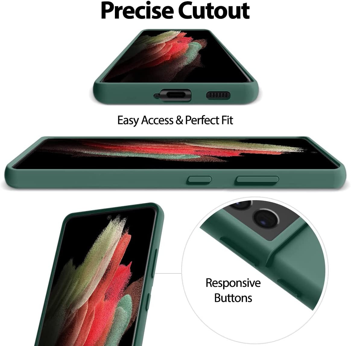 Dėklas Mercury Silicone Case Samsung A556 A55 5G tamsiai žalias